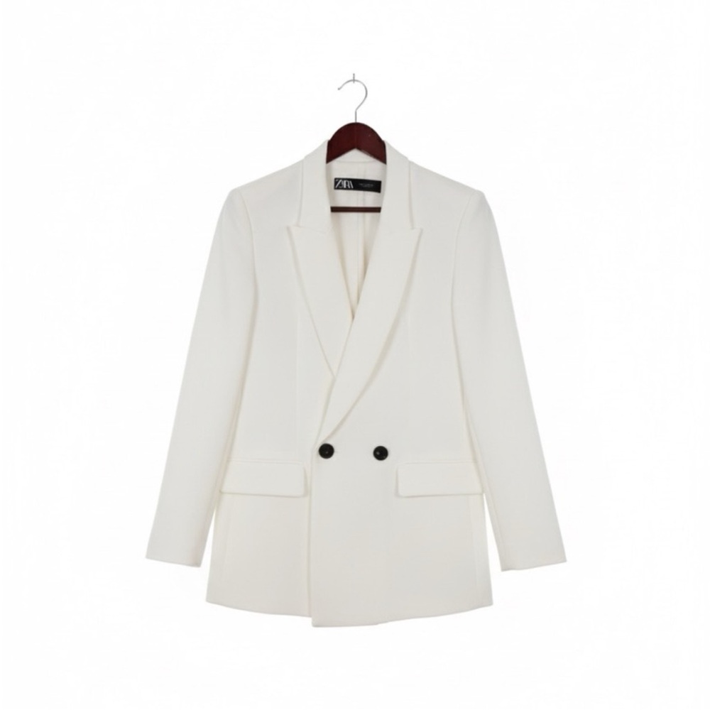 Zara Ivory Double-Breasted Blazer